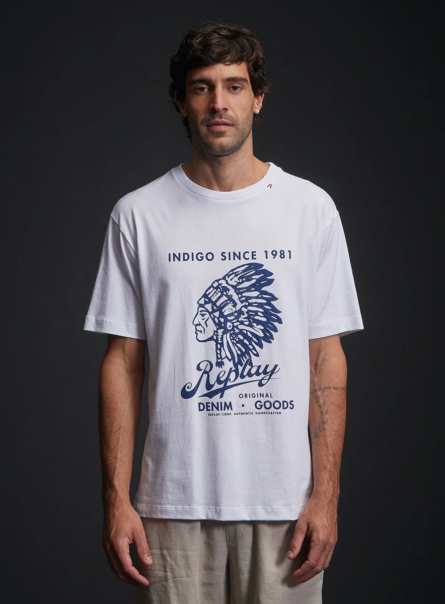 Camiseta Relaxed Estampada Branco Replay