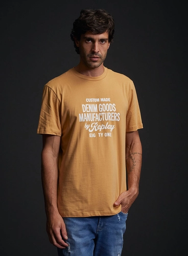 Camiseta Regular Estampada Gola Em Ribana