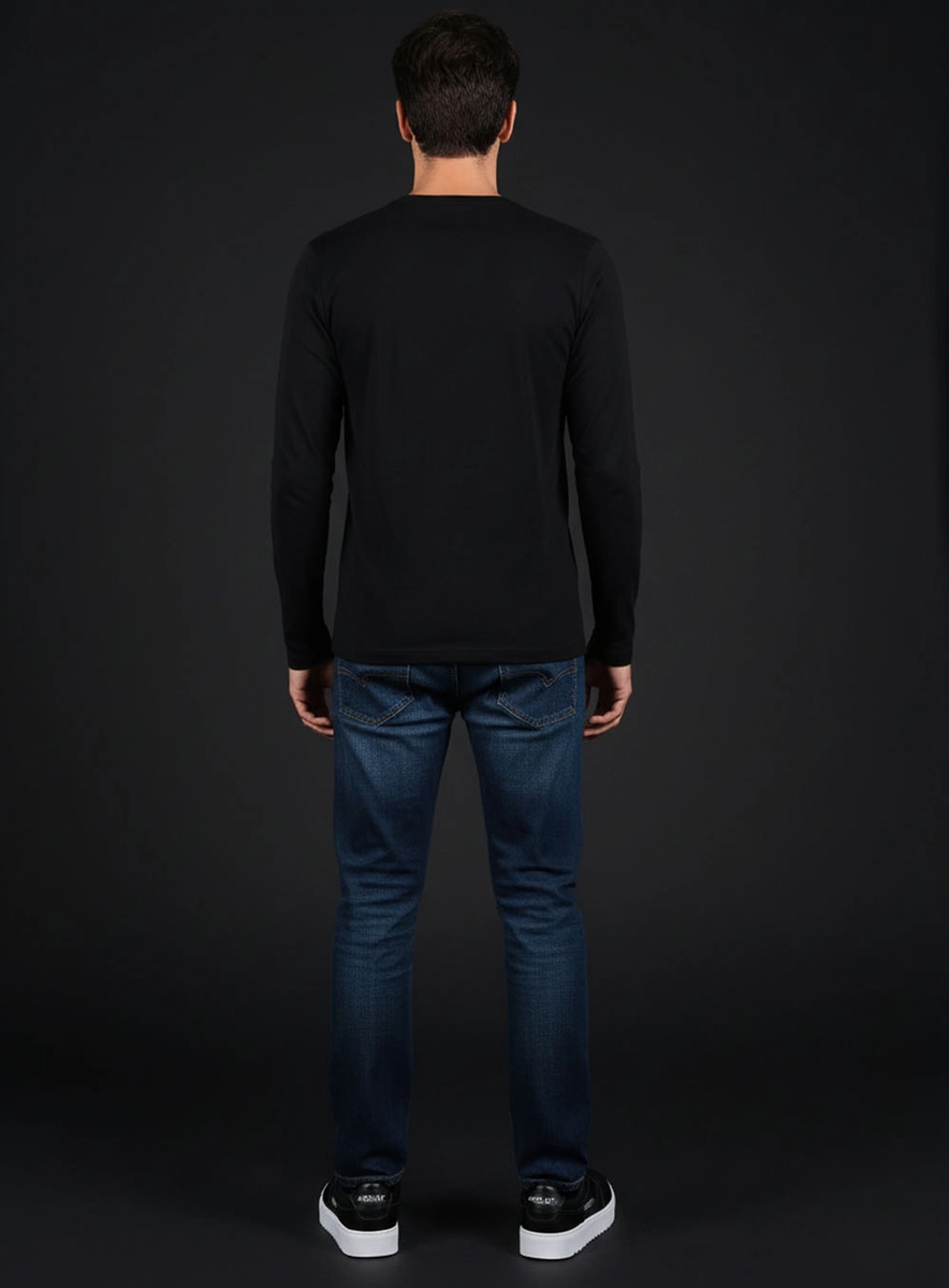 Camiseta Masculina Regular Manga Longa Estampada Preto Replay