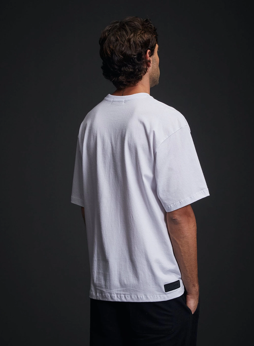 Camiseta Masculina Over Com Detalhes Branco Lcecci