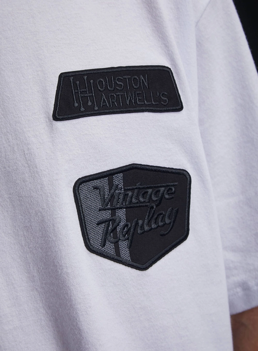 Camiseta Masculina Over Com Detalhes Branco Lcecci