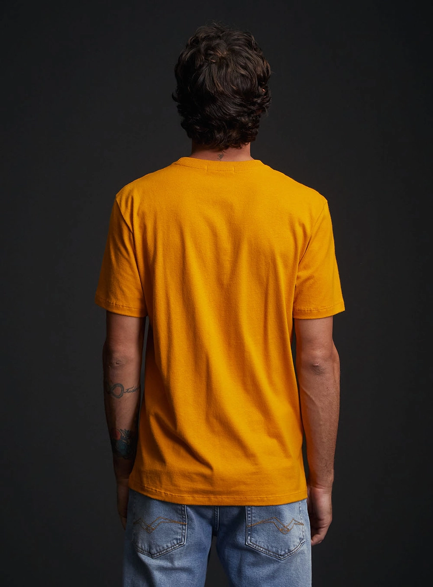 Camiseta Masculina Regular Com Detalhe Em Bordado Amarelo Lcecci