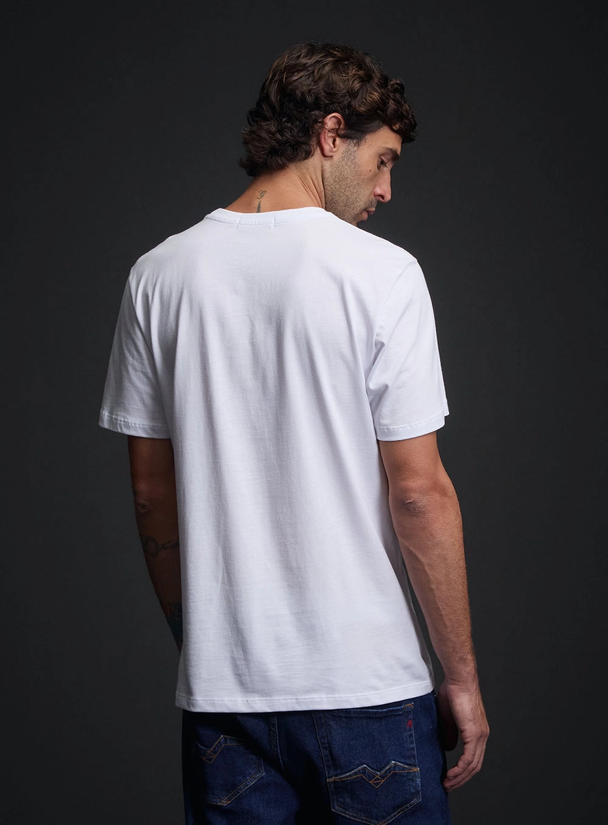 Camiseta Masculina Regular Estampa Frontal Branco Lcecci