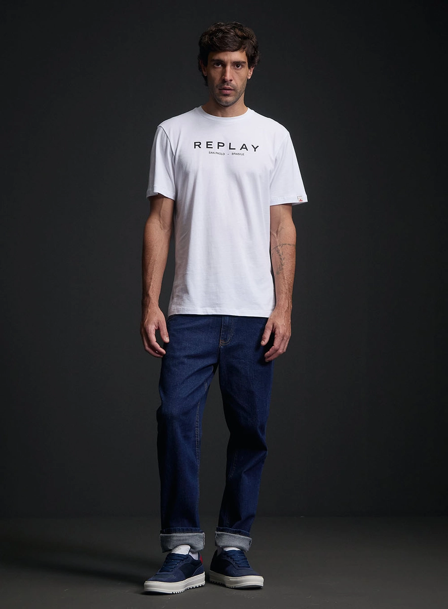 Camiseta Masculina Regular Estampa Frontal Branco Lcecci