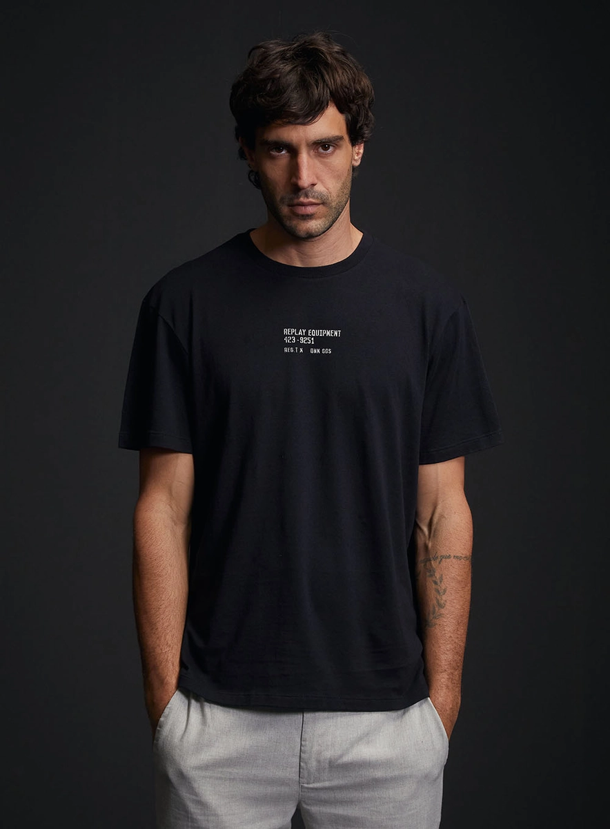 Camiseta Regular Com Estampa Preto Replay