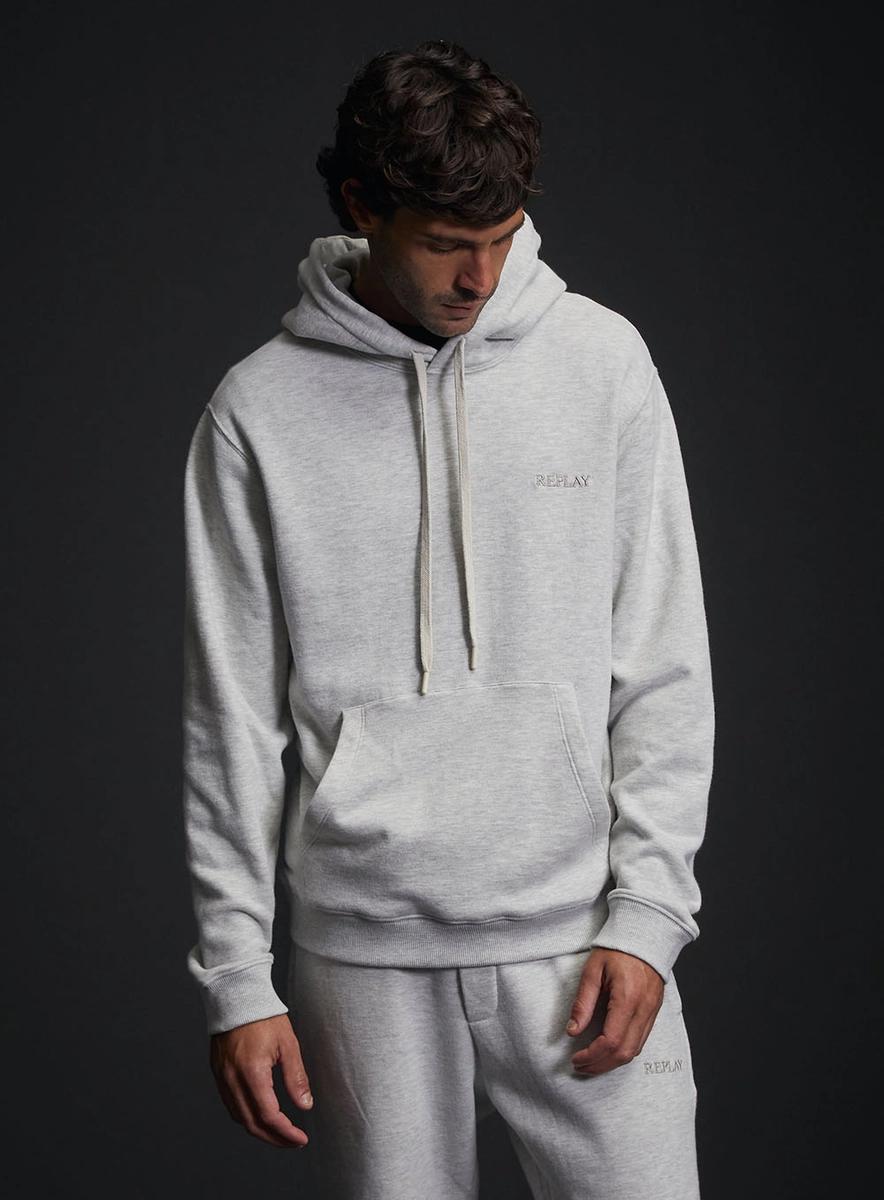 Blusão Masculino Regular Com Capuz Cinza Replay