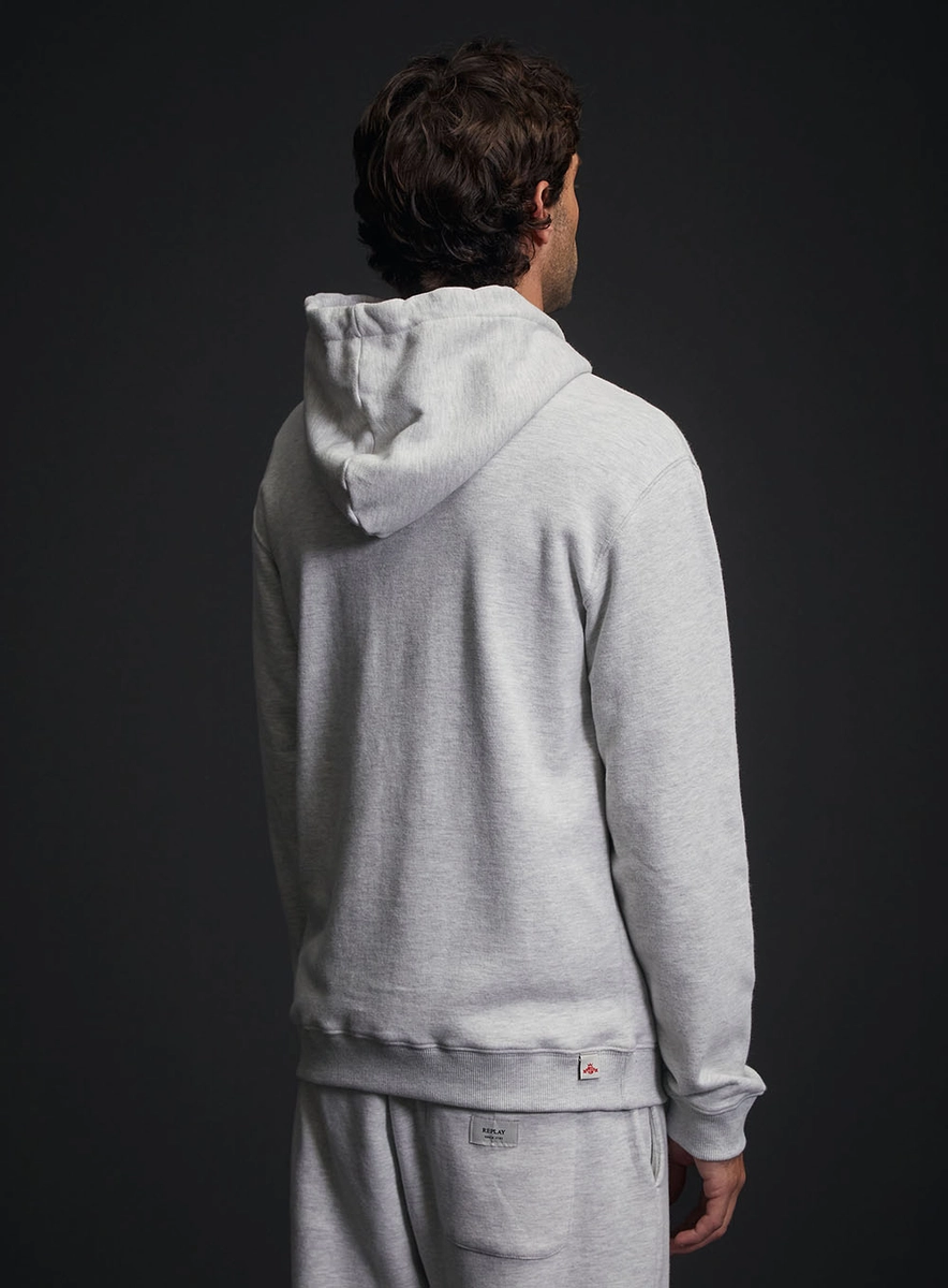 Blusão Masculino Regular Com Capuz Cinza Replay