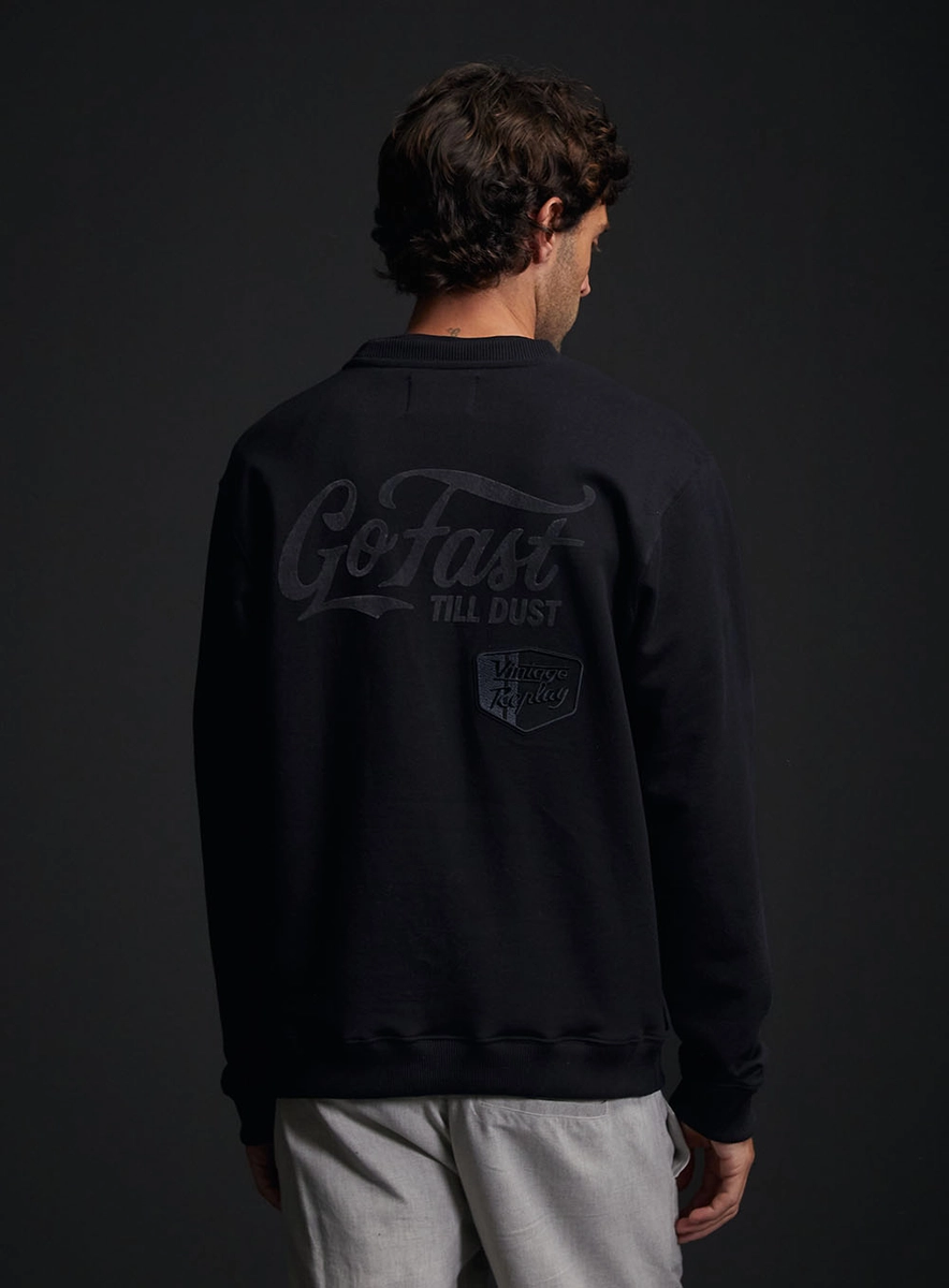 Blusão Moletom Regular Com Patchs Aplicados Preto Lcecci