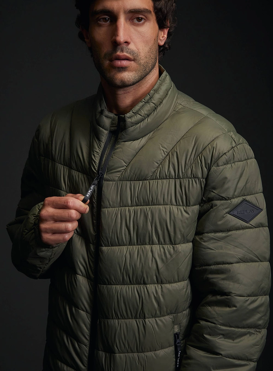 Jaqueta Masculina Matelasse Nylon Básica Verde Lcecci