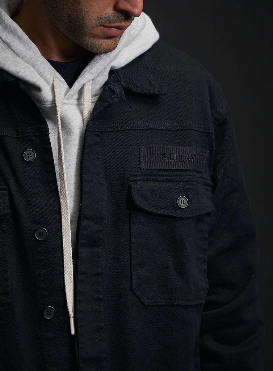 Jaqueta Sarja Masculina Trucker Preto Lcecci