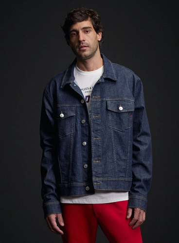 Jaquete Jeans Masculina Trucker Com Bolsos