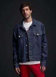 Jaquete Jeans Masculina Trucker Com Bolsos
