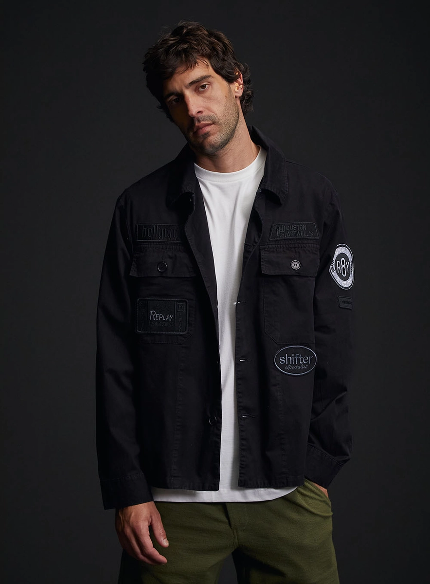 Jaqueta De Sarja Masculina Parka Preto Replay