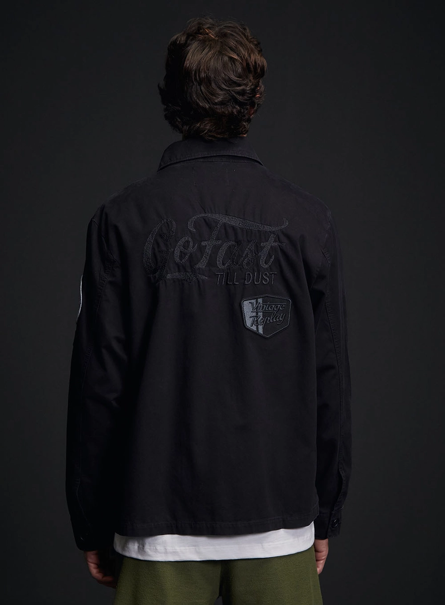Jaqueta De Sarja Masculina Parka Preto Replay