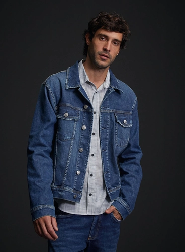 Jaqueta Jeans Masculina Trucker Vintage
