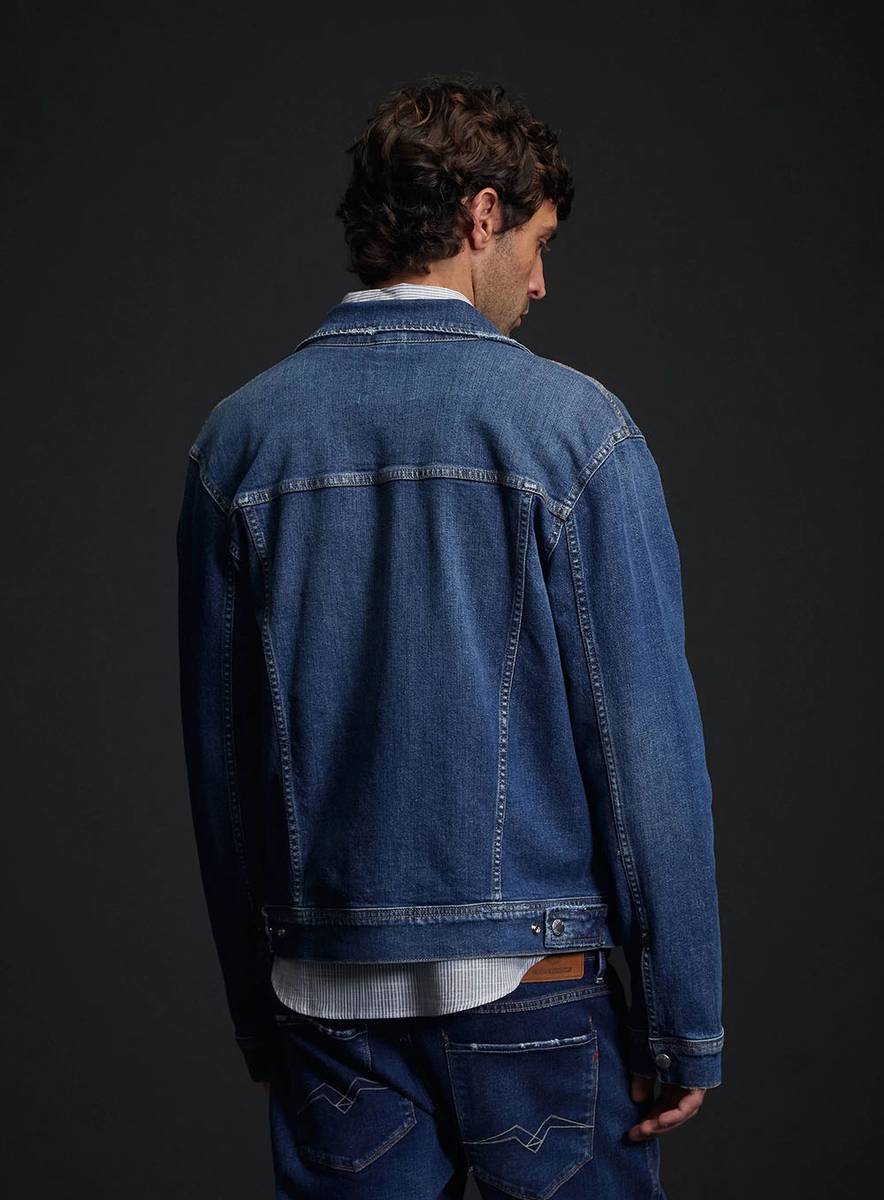 Jaqueta Jeans Masculina Trucker Vintage Índigo Replay
