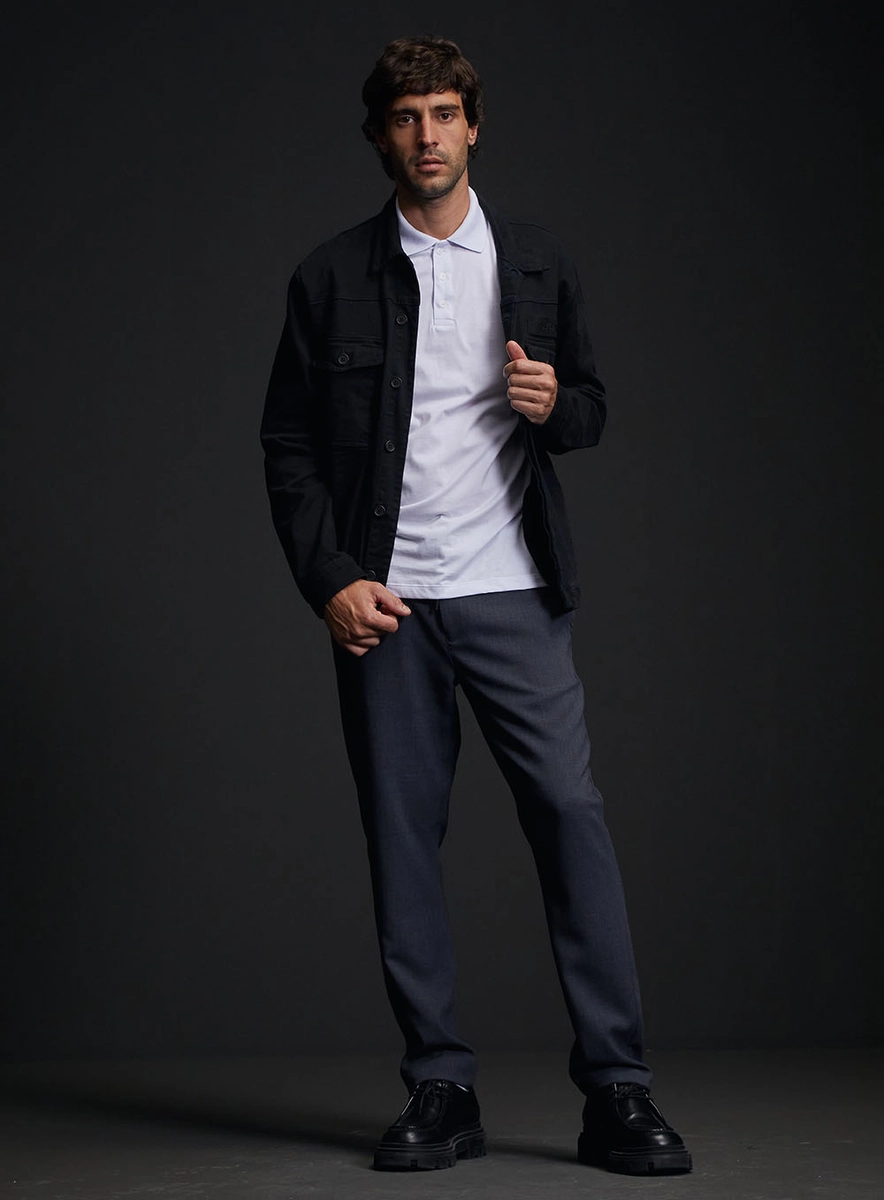 Polo Masculina Regular Pima Branco Lcecci