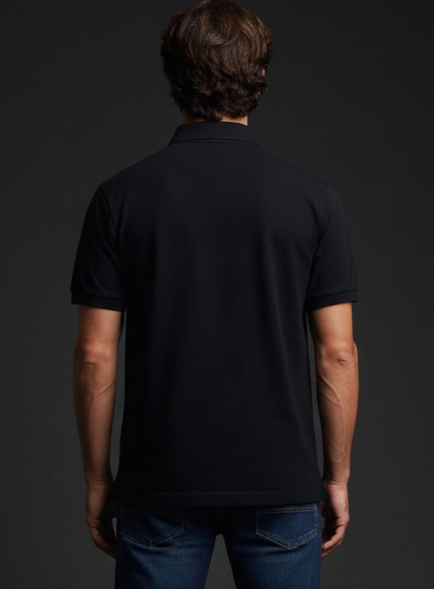 Polo Masculina Regular Básica Pima Preto Replay