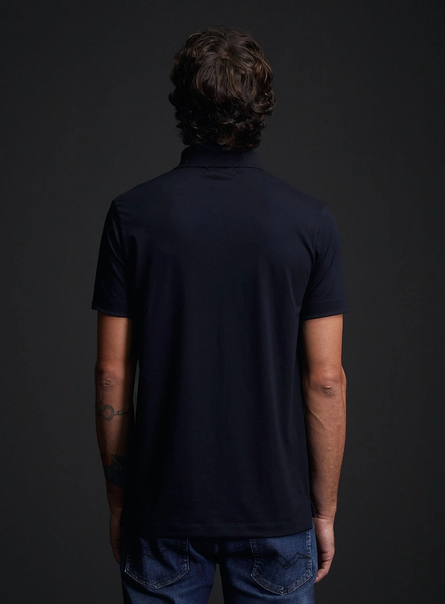 Polo Masculina Regular Fit Com Detalhe Bordado Azul Caelum Replay