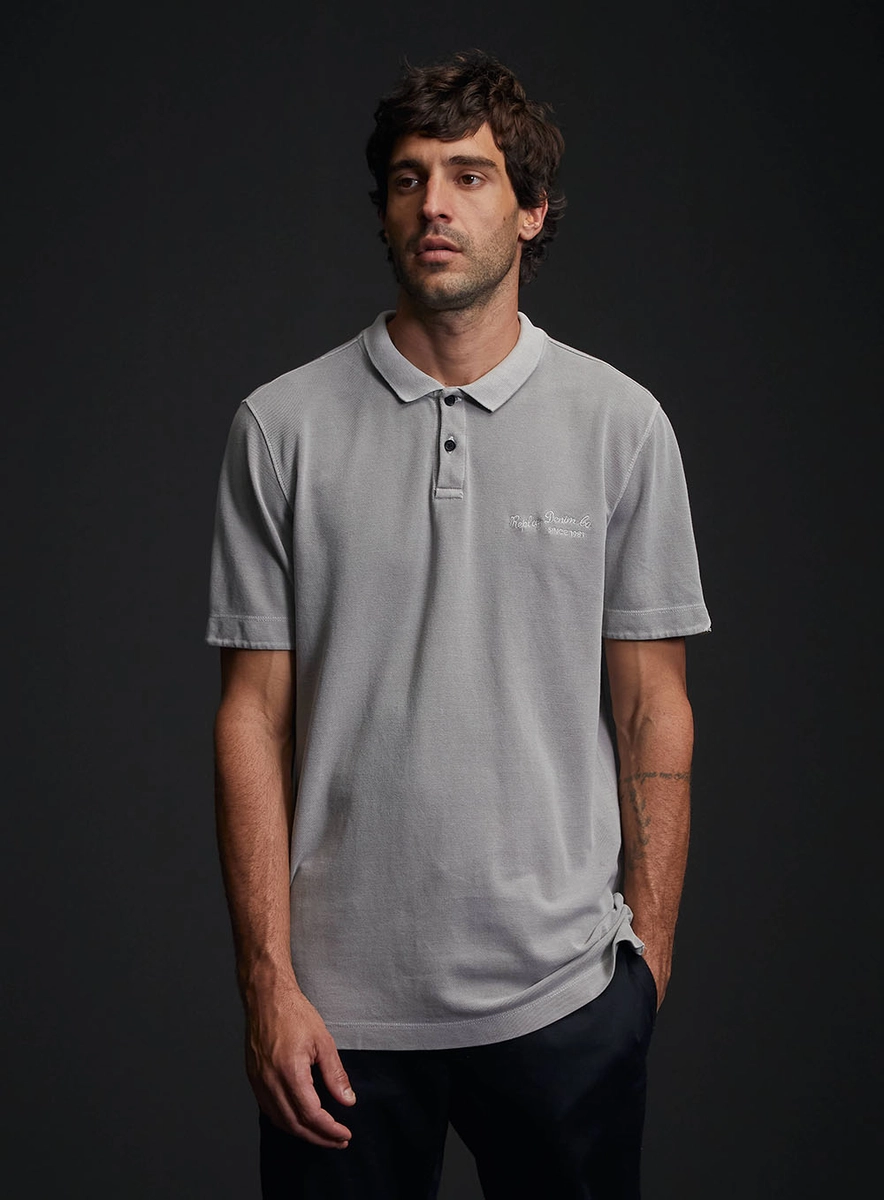 Polo Regular Fit Masculina Bege Replay