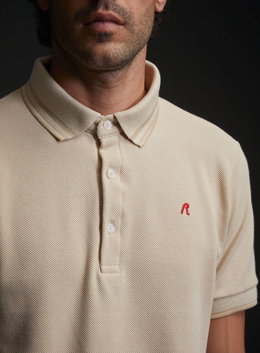 Polo Masculina Regular Texturizada Bege Italian Lcecci