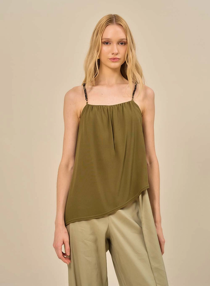 Blusa Feminina De Alças Finas Verde Souisy