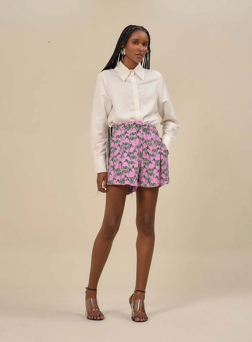 Short Alfaiataria Estampado Animal Print Estampados Souisy