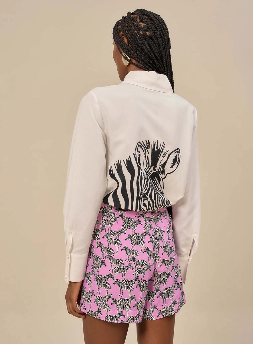 Short Alfaiataria Estampado Animal Print Estampados Souisy