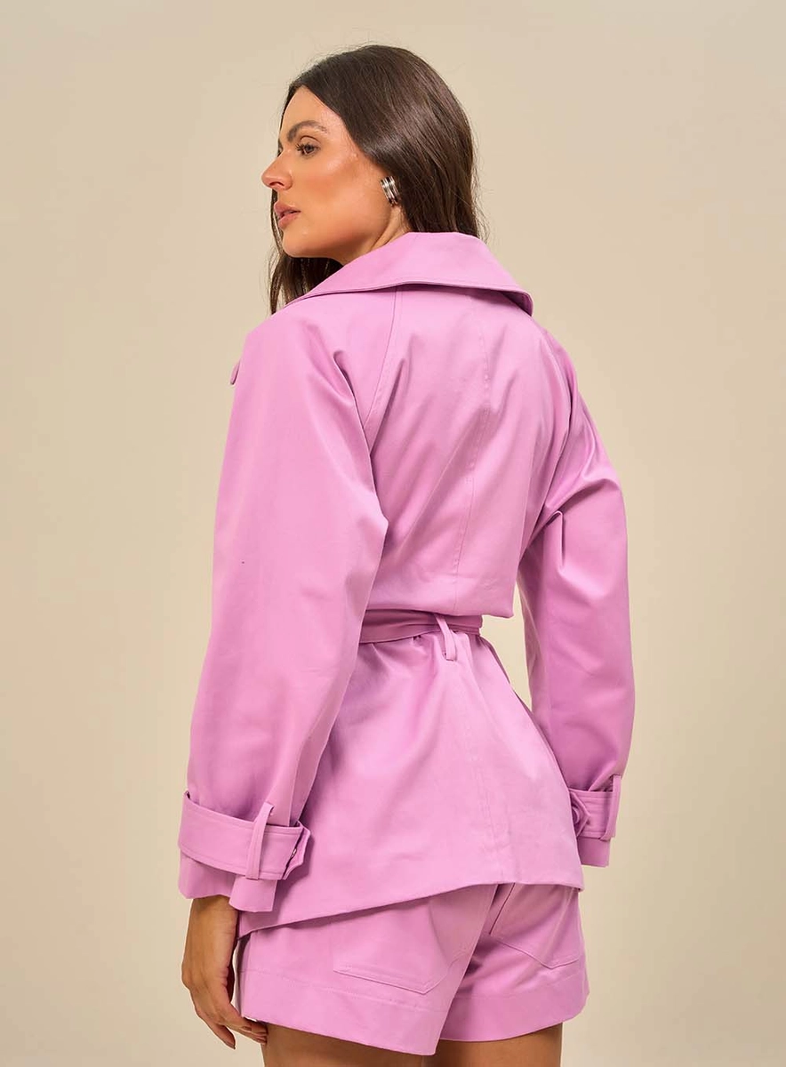 Casaco Acinturado Com Amarração Roxo Souisy