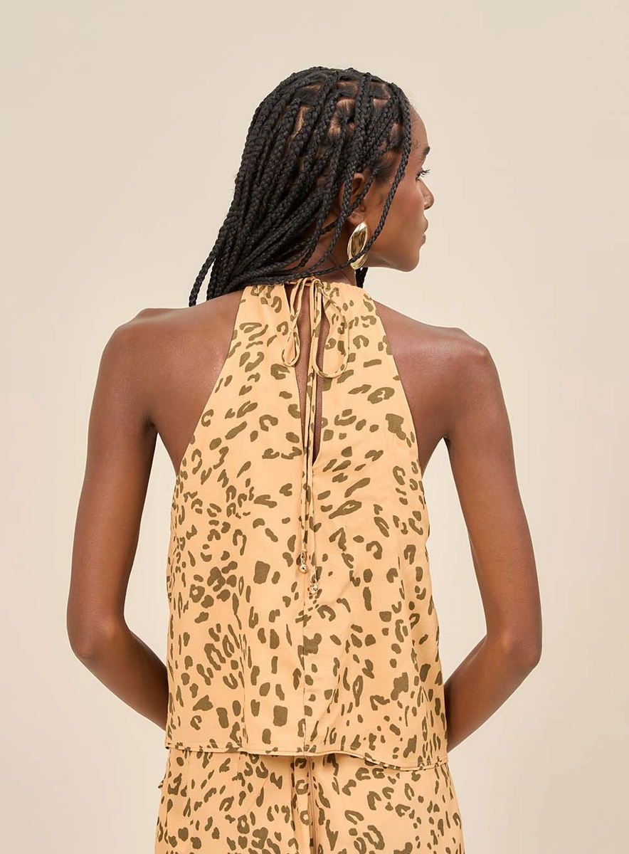 Blusa Feminina Halter Estampada Com Amarração Estampados Souisy