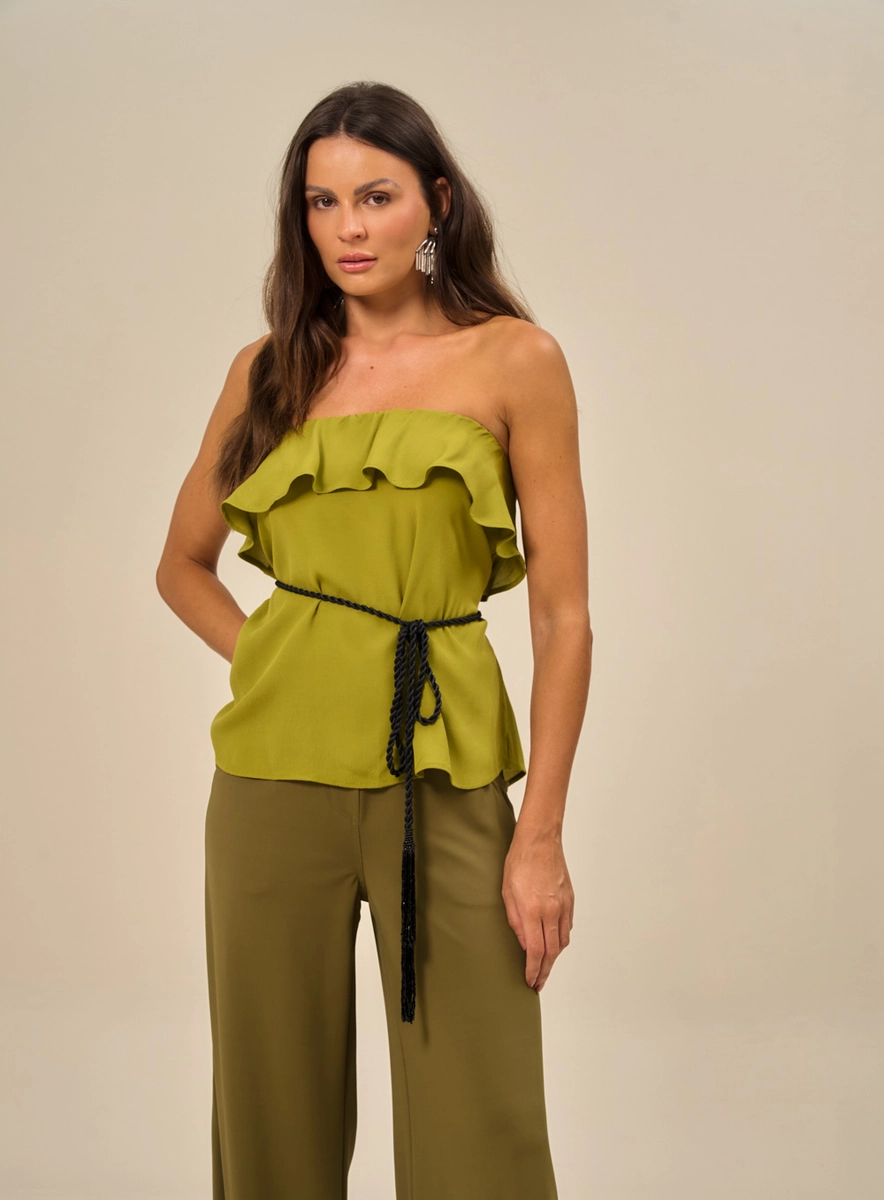 Blusa Feminina Tomara Que Caia Com Amarração Verde Souisy