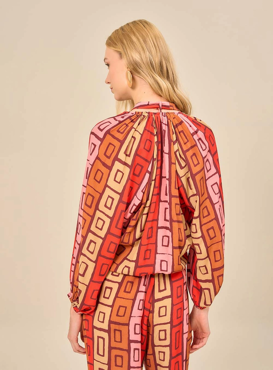 Blusa Feminina Estampada Com Amarração Estampados Souisy