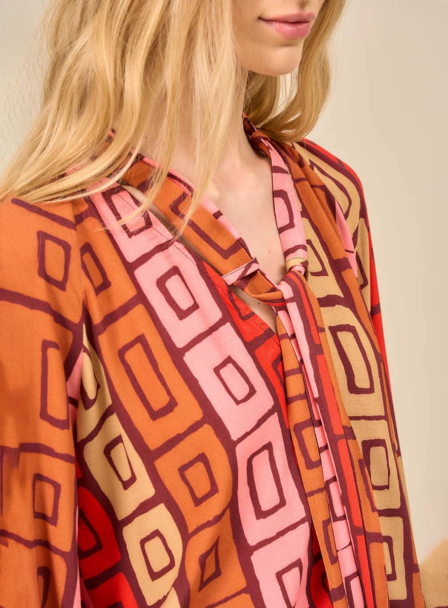 Blusa Feminina Estampada Com Amarração Estampados Souisy