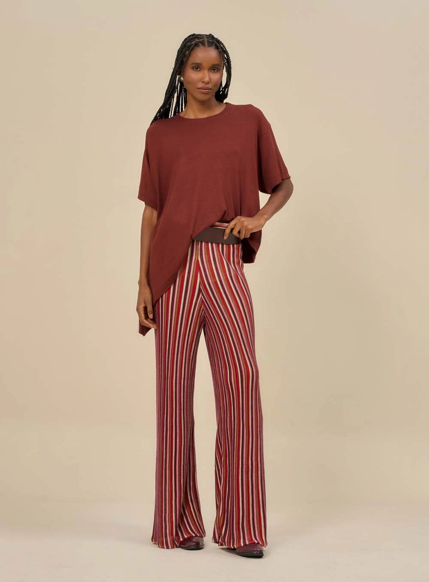 Blusa Feminina Assimétrica Com Barra Alongada Marrom Souisy
