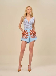 Short Feminino Bordado Com Cintura Alta