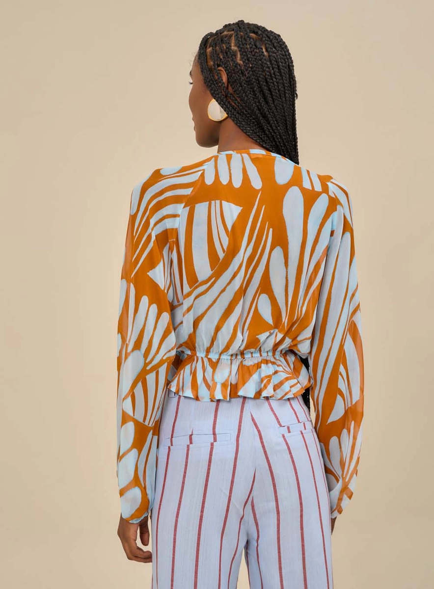 Blusa Feminina Estampada Com Amarração Frontal Estampados Souisy
