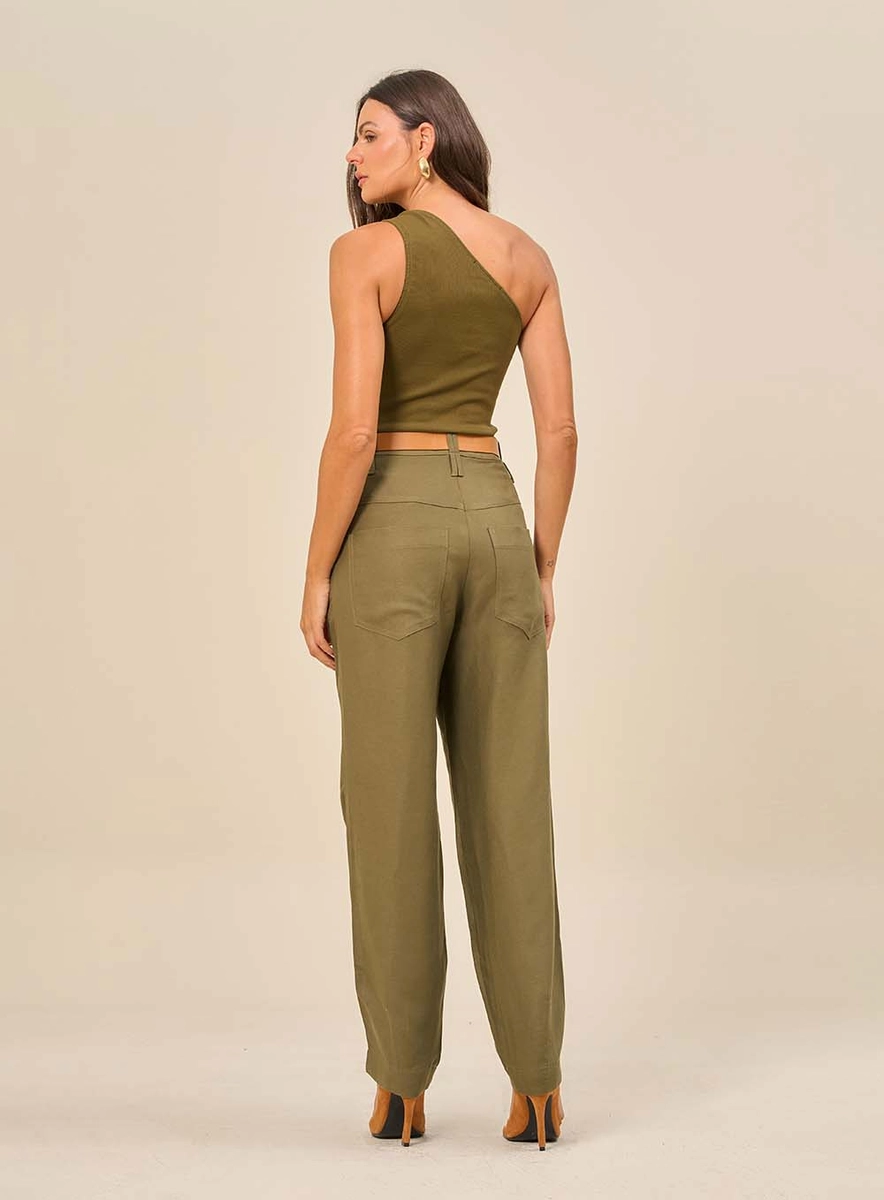 Calça Feminina Com Bolsos Frontais Verde Souisy