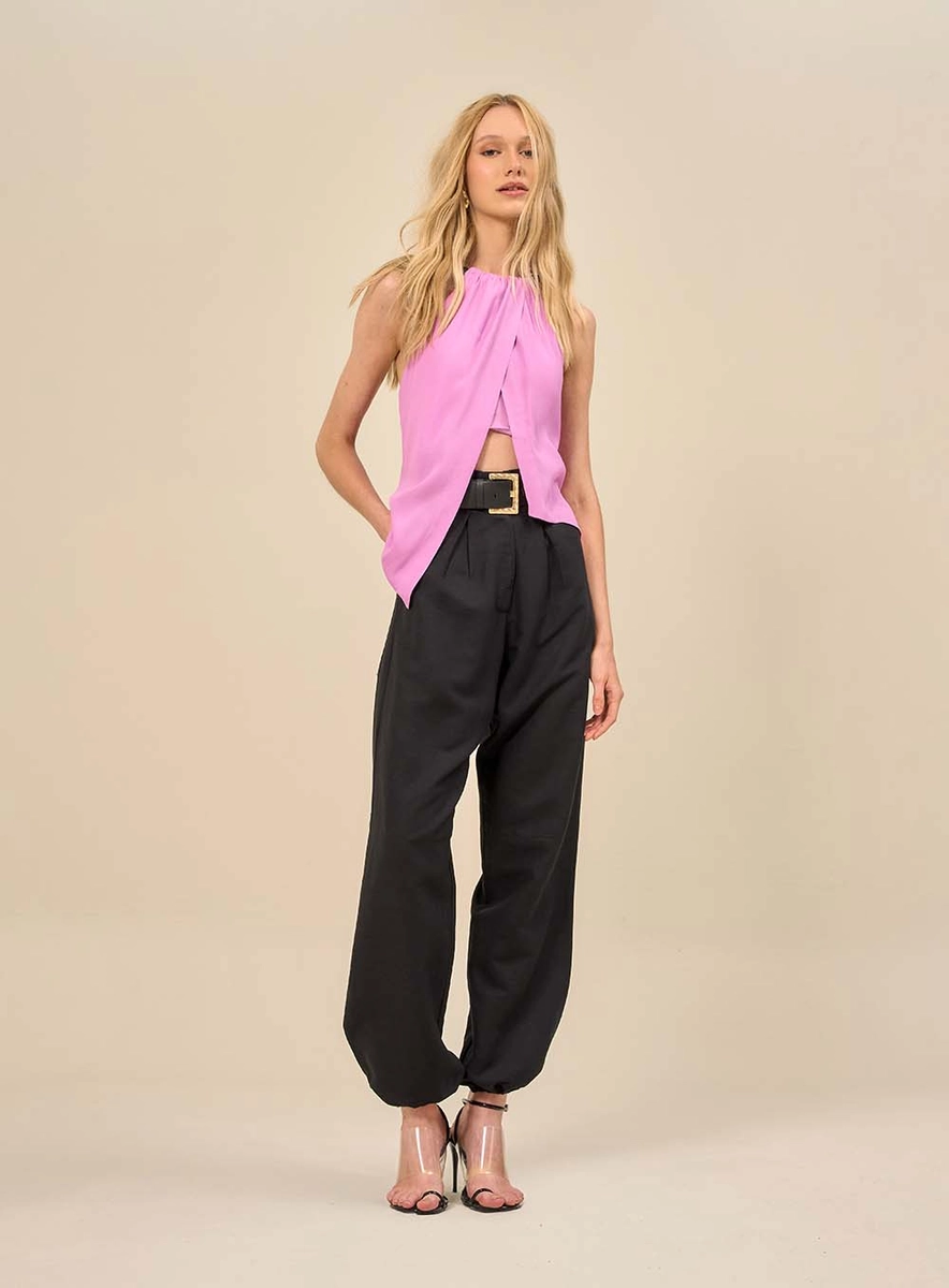 Calça Alfaiataria Com Pregas Frontais Preto Souisy