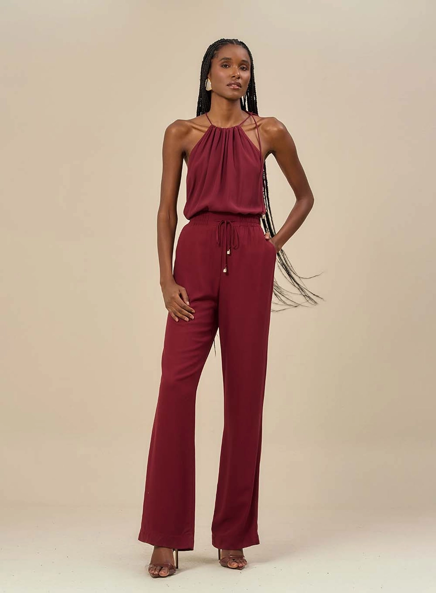 Calça Feminina Com Cordão Para Amarração Bordô Souisy