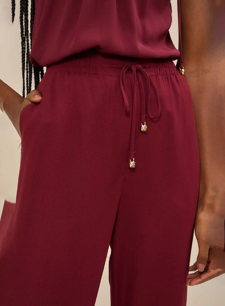 Calça Feminina Com Cordão Para Amarração Bordô Souisy