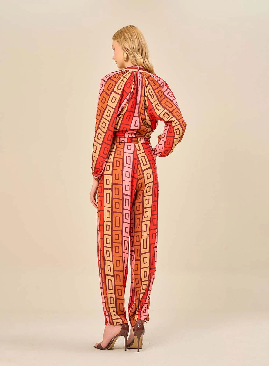 Calça Feminina Com Estampa Geométrica Estampados Souisy
