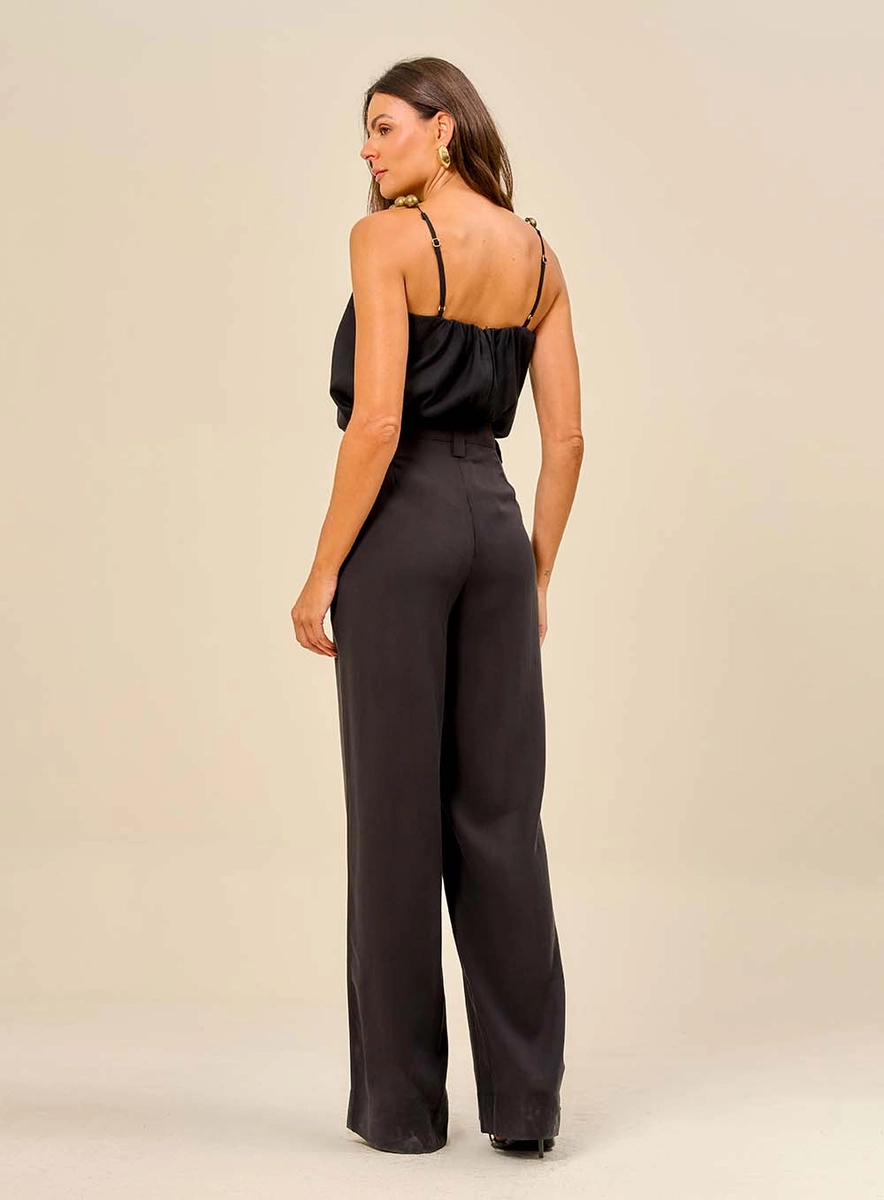 Calça De Alfaiataria Com Cintura Alta Preto Souisy