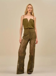 Calça Wide Leg Com Recortes Em Laise