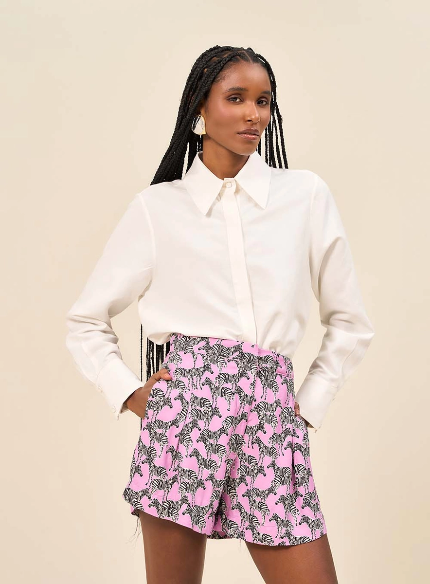Camisa Feminina Alongada Com Estampa Animal Print Off Shell Souisy