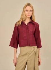 Camisa Feminina Cropped Bordada