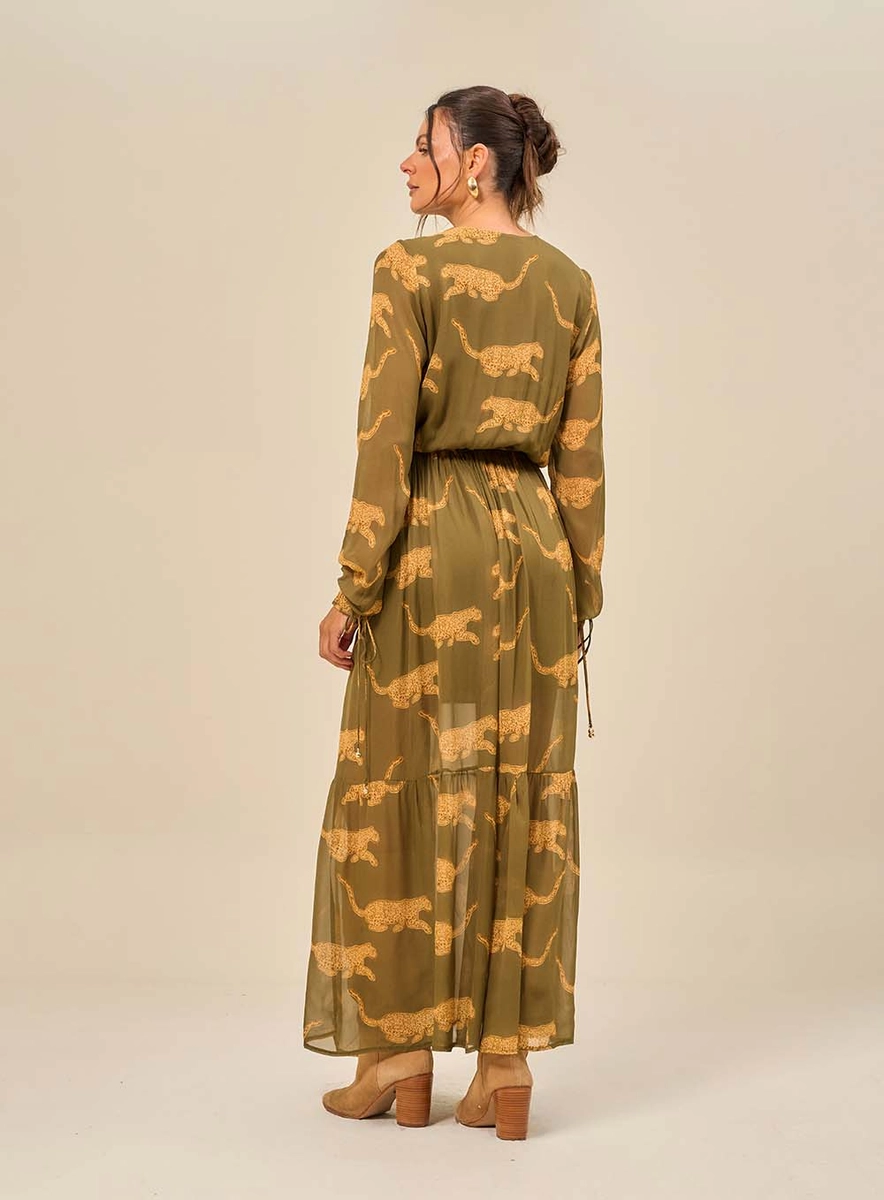 Vestido Longo Estampado Com Mangas Longas Estampados Souisy