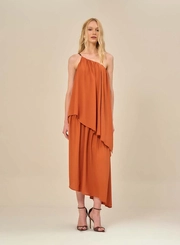 Vestido Midi Com Decote Assimétrico