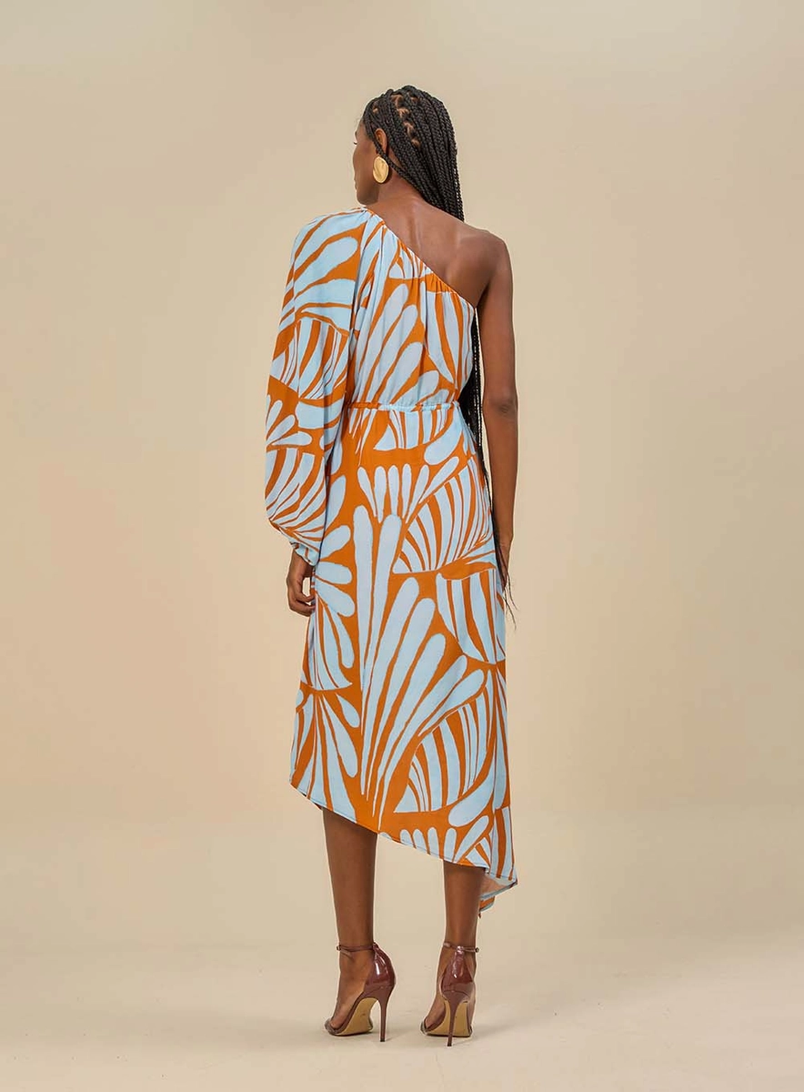 Vestido Midi Estampado Um Ombro Só Estampados Souisy