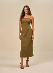 Vestido Midi Com Busto Estruturado