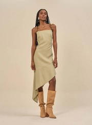 Vestido Midi Assimétrico Com Aplicações